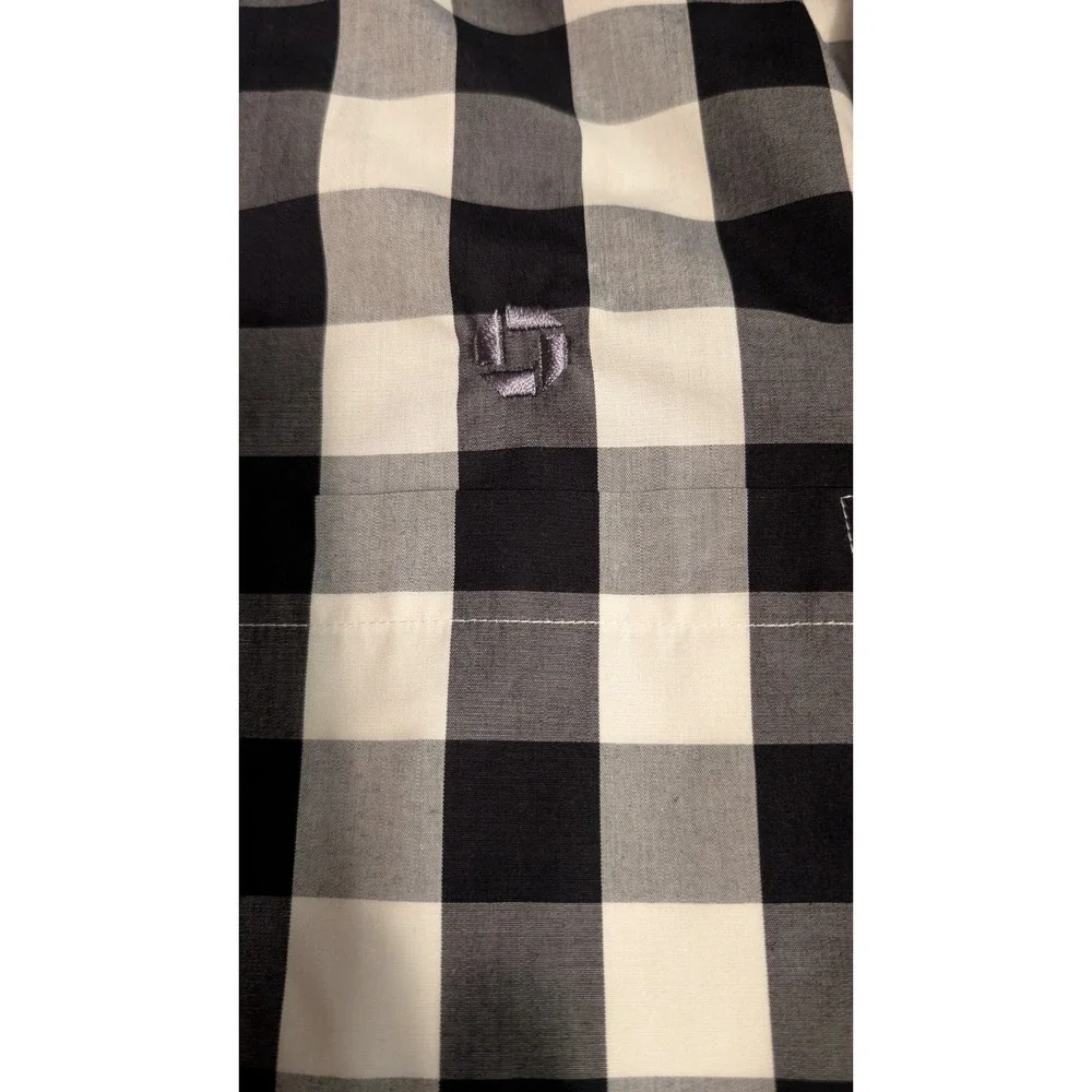 Land's End Long Sleeve Button Down Shirt Black/White Checkered Size 16 37 Tall